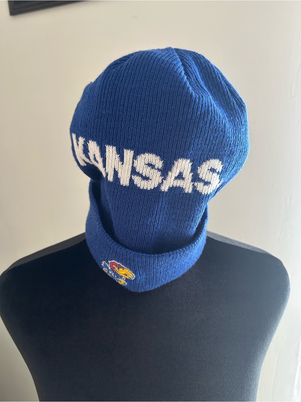 adidas Blue Knit Kids Beanie with White Lettering